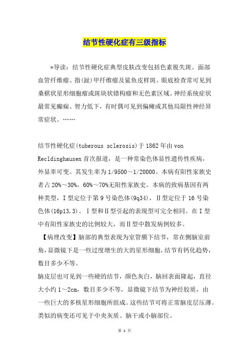 结节性硬化症有三级指标