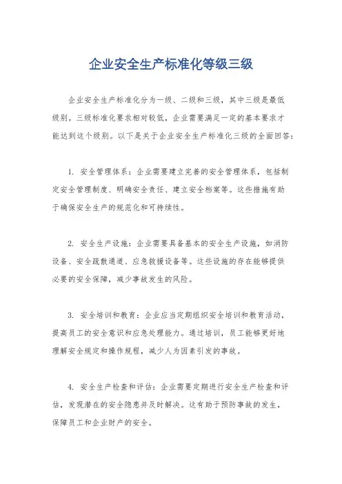 企业安全生产标准化等级三级