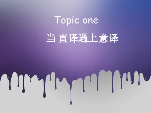 直译&意译 归化&异化