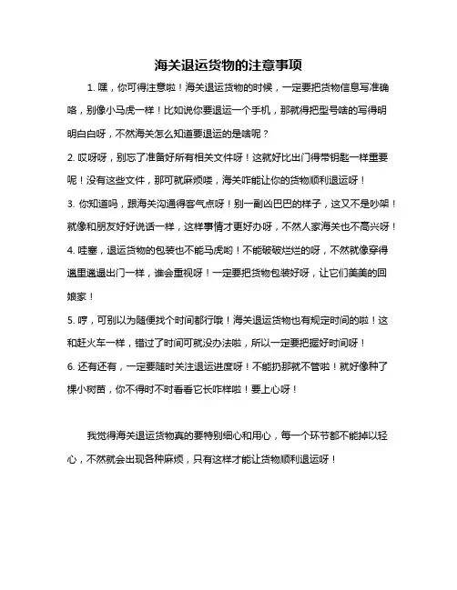 海关退运货物的注意事项