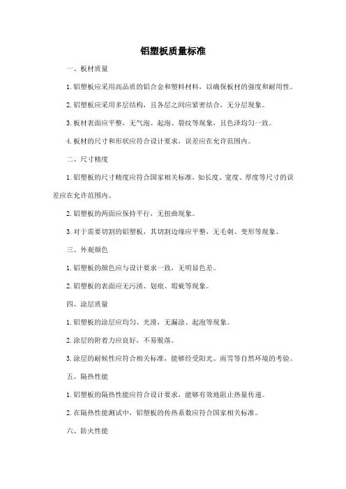铝塑板质量标准