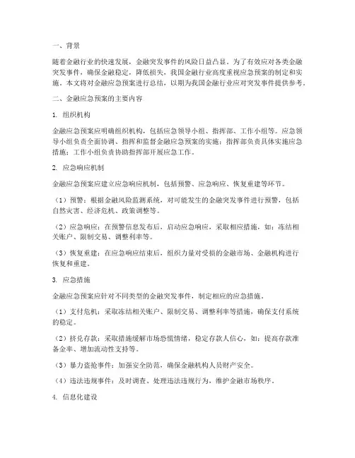 金融应急预案总结