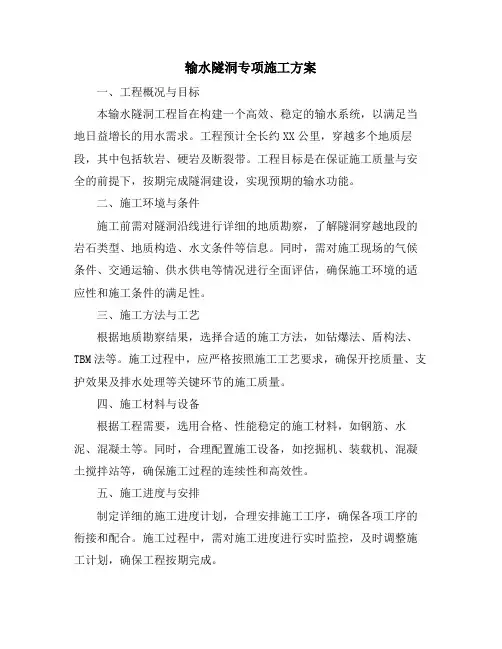 输水隧洞专项施工方案