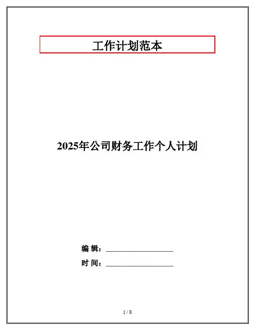 2025年公司财务工作个人计划