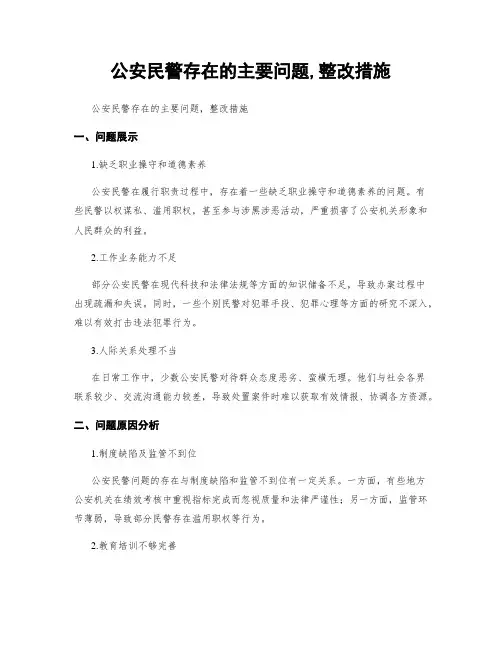 公安民警存在的主要问题,整改措施