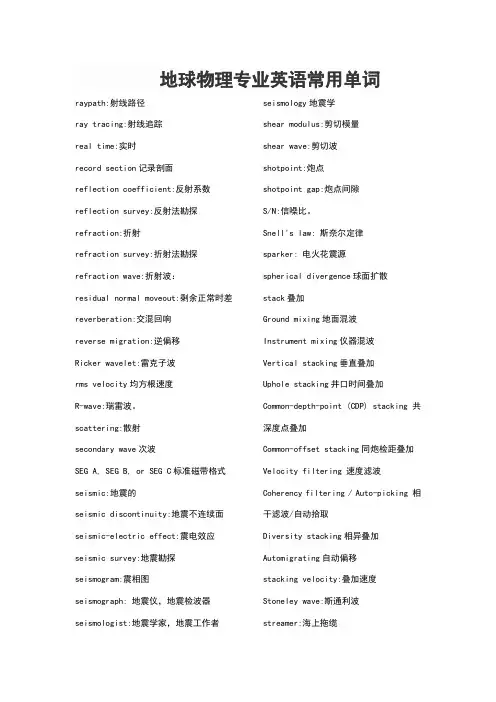 地球物理专业英语常用单词