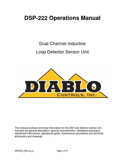 DSP-222 检测器传感器单元使用手册说明书