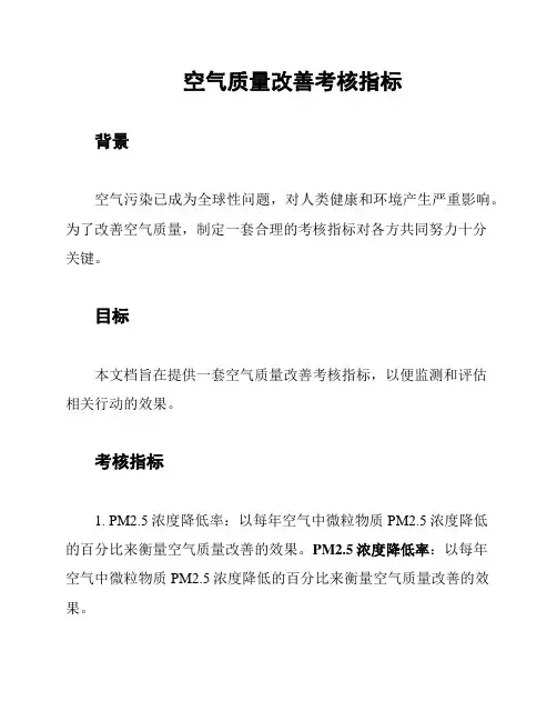 空气质量改善考核指标