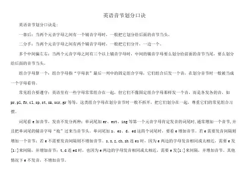 英语音节划分口诀