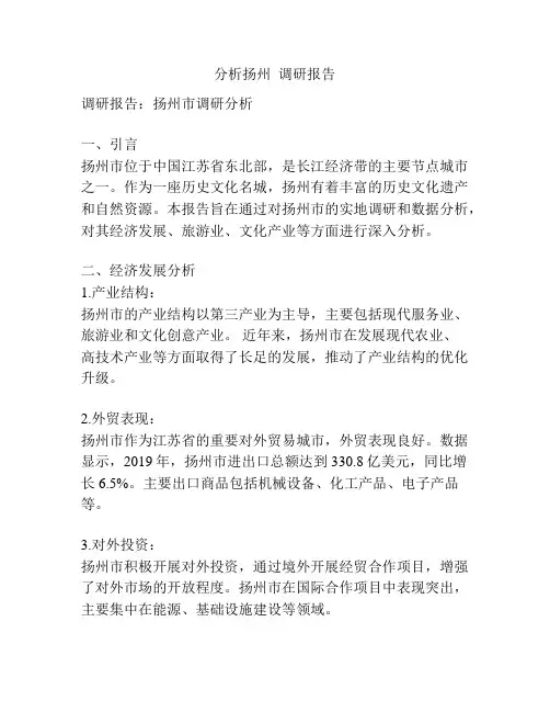 分析扬州  调研报告