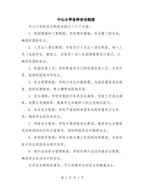 中心小学各种安全制度