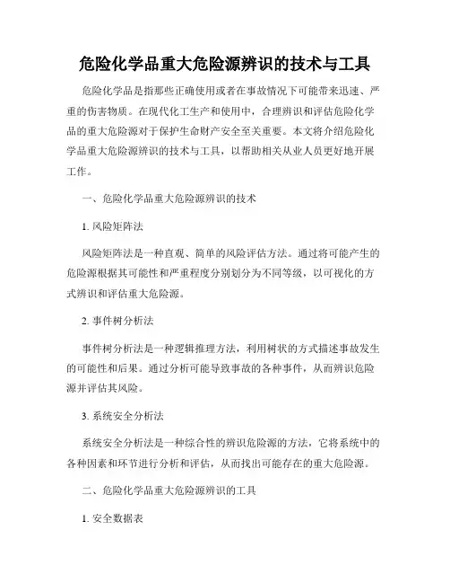 危险化学品重大危险源辨识的技术与工具