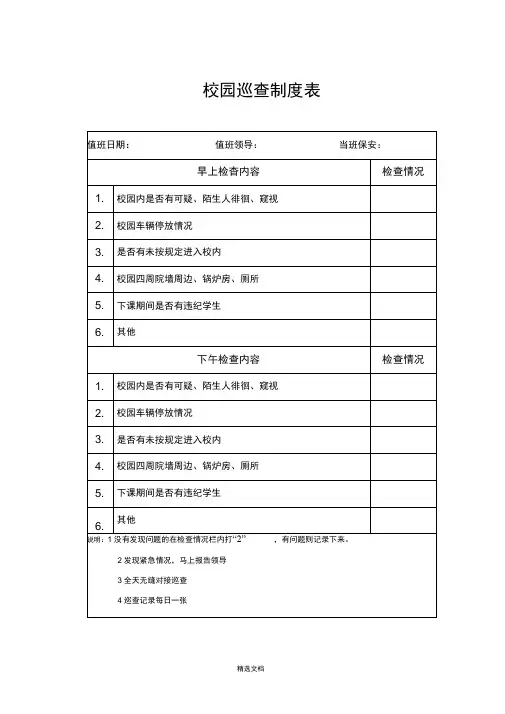 校园巡查记录表
