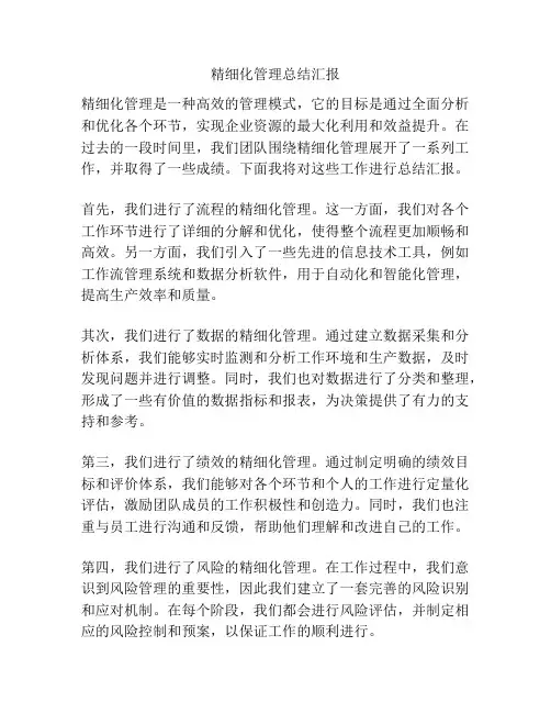 精细化管理总结汇报