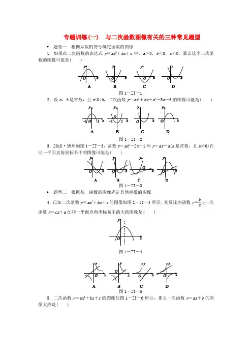 2018-2019学年度九年级数学下册 第5章 二次函数 专题训练(一)与二次函数图像有关的三种