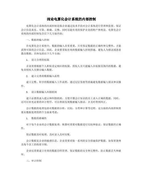 浅论电算化会计系统的内部控制
