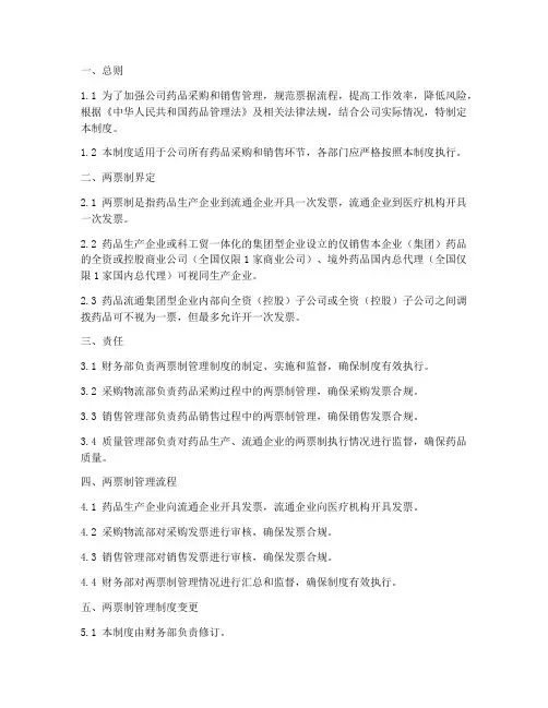 两票制管理制度模板范文