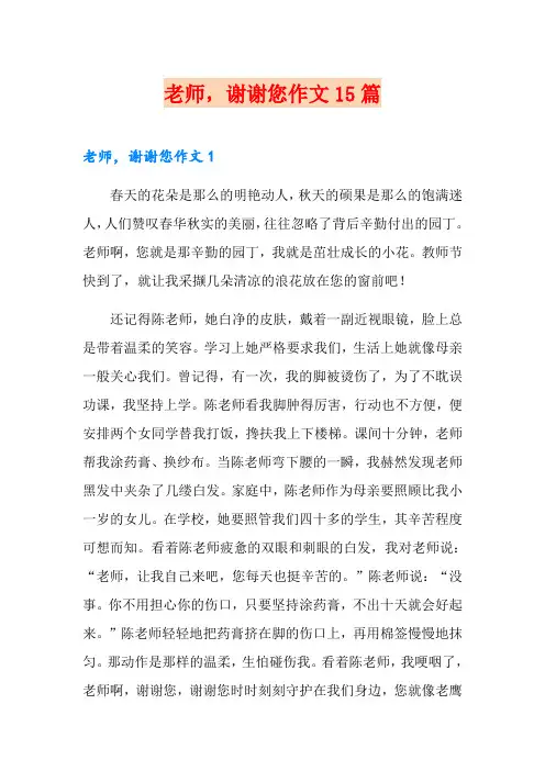 老师,谢谢您作文15篇
