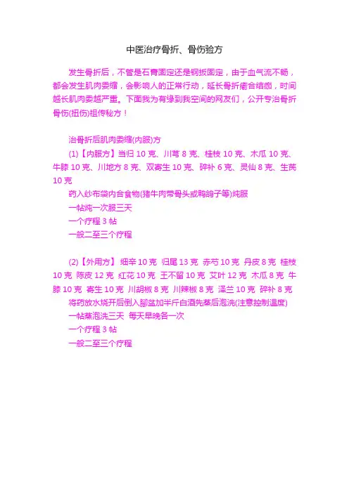 中医治疗骨折、骨伤验方