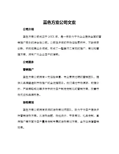 蓝色方案公司文案