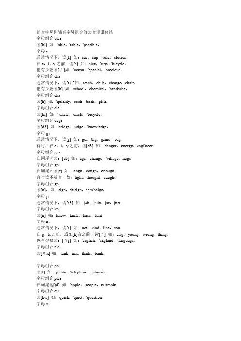 辅音字母和辅音字母组合的读音规则总结