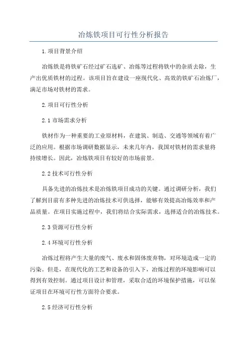 冶炼铁项目可行性分析报告