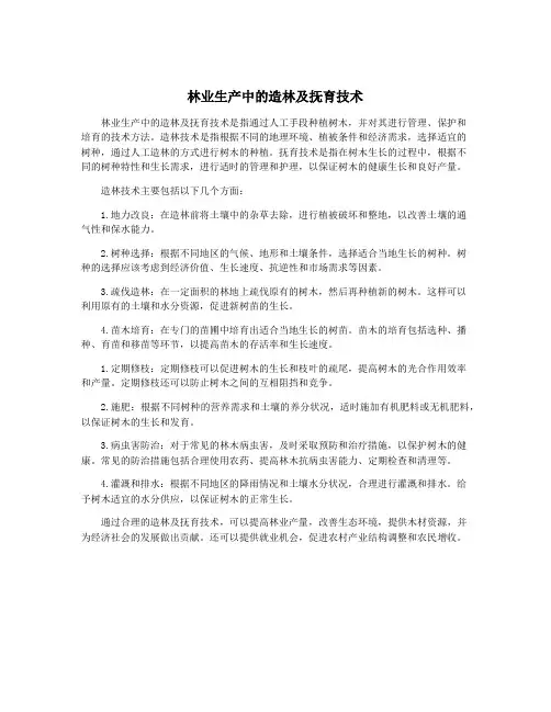 林业生产中的造林及抚育技术