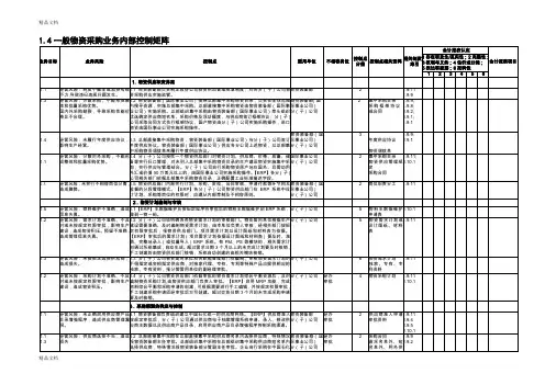(整理)中石化全套内部控制系统制度14一般物资采购业务控制矩阵.