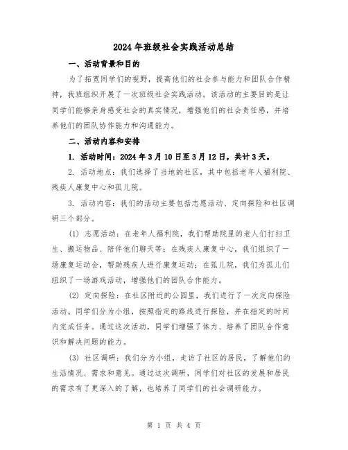 2024年班级社会实践活动总结(二篇)