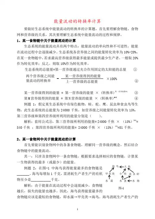 能量流动的转换率计算