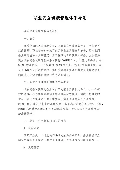 职业安全健康管理体系导则