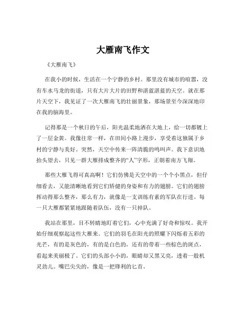 大雁南飞作文