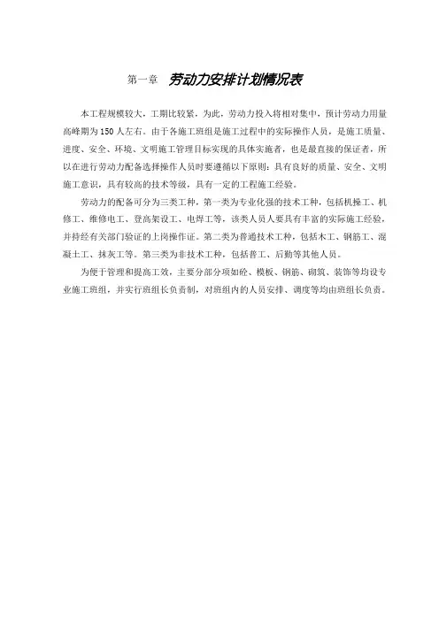 劳动力安排计划情况表