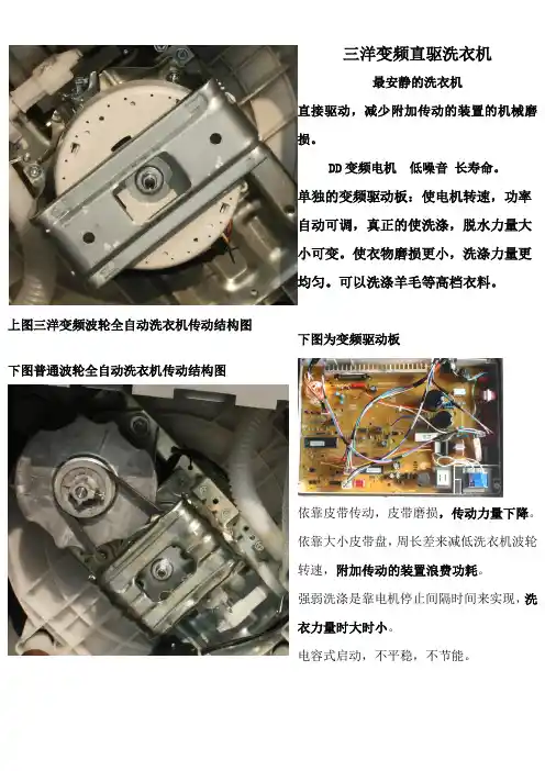 变频直驱波轮洗衣机传动结构对比图