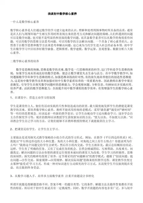 浅谈初中数学核心素养
