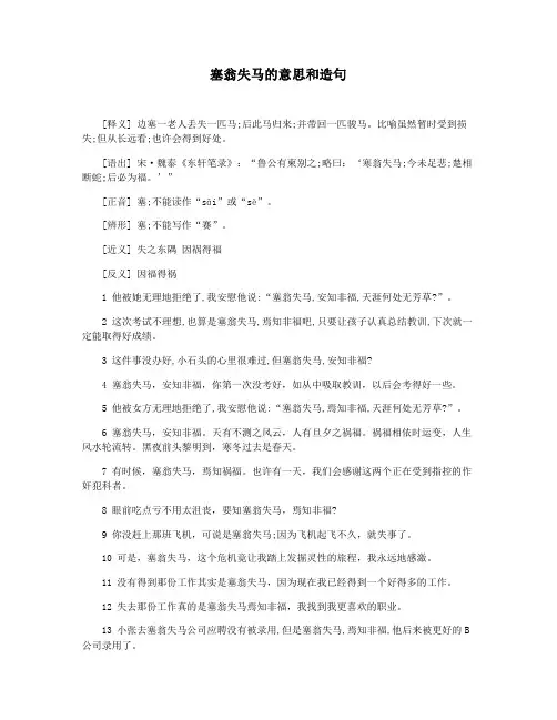 塞翁失马的意思和造句