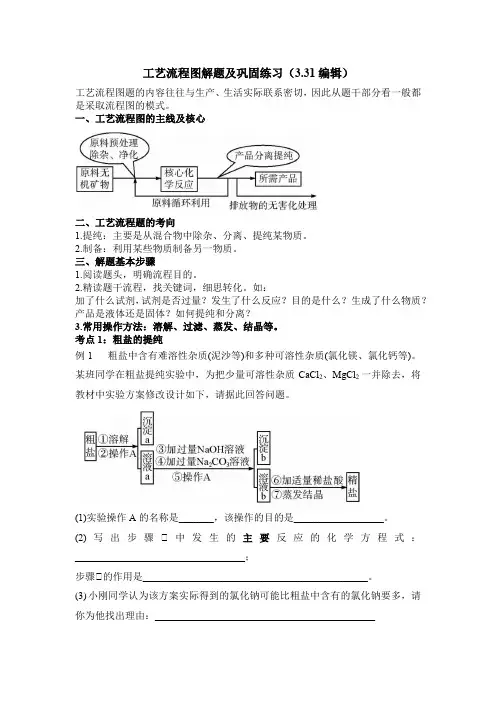 人教版中考化学专练流程图