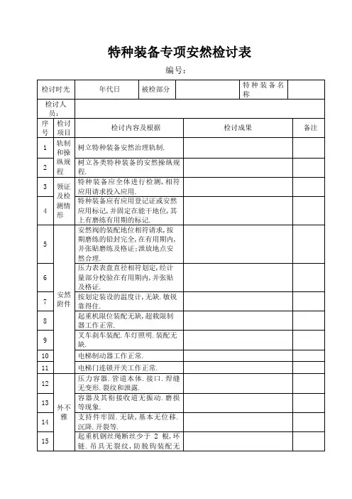 特种设备专项安全检查表