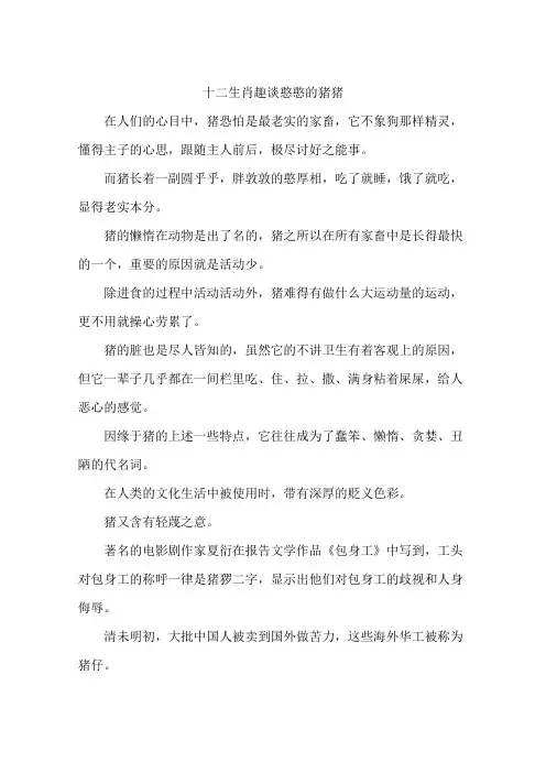 十二生肖趣谈憨憨的猪猪