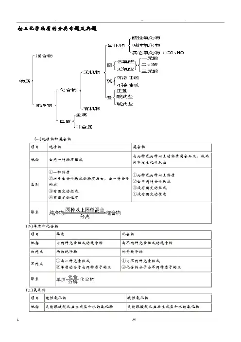 初三化学总复习专题物质的分类