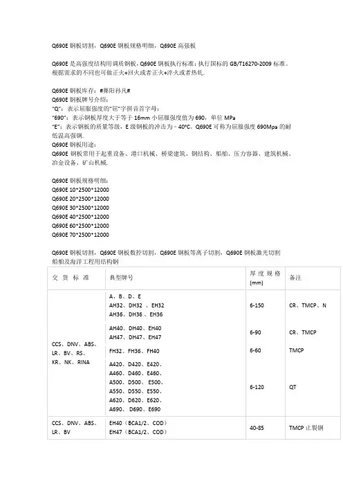 Q690E钢板切割,Q690E钢板规格明细,Q690E高强板