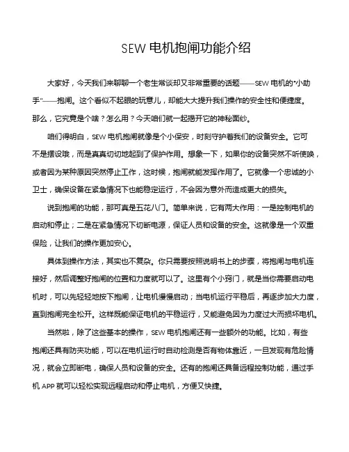 SEW电机抱闸功能介绍