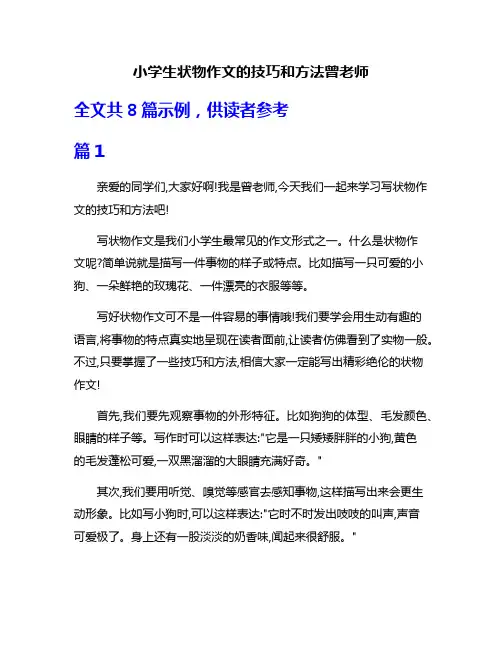 小学生状物作文的技巧和方法曾老师