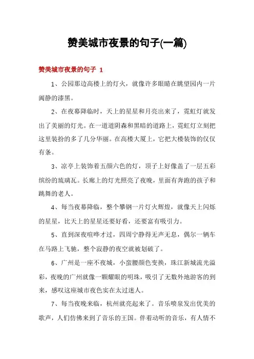 赞美城市夜景的句子(一篇)