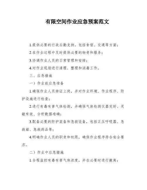 有限空间作业应急预案范文