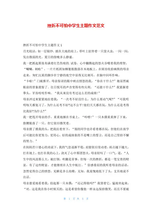 挫折不可怕中学生主题作文范文