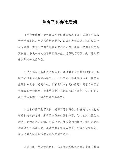 草房子药寮读后感