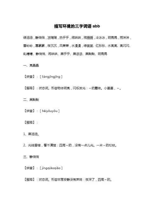 描写环境的三字词语abb