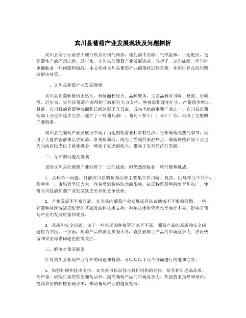宾川县葡萄产业发展现状及问题探析