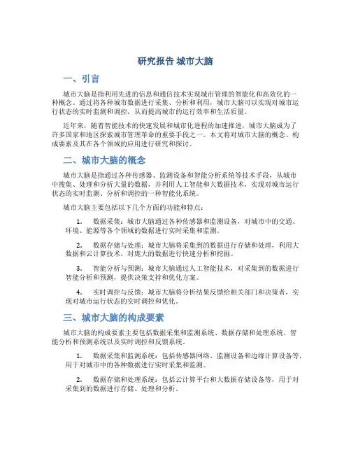 研究报告 城市大脑